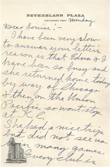 Casey Stengel Signed Hand Written Letter with Tremendous Baseball Content! 